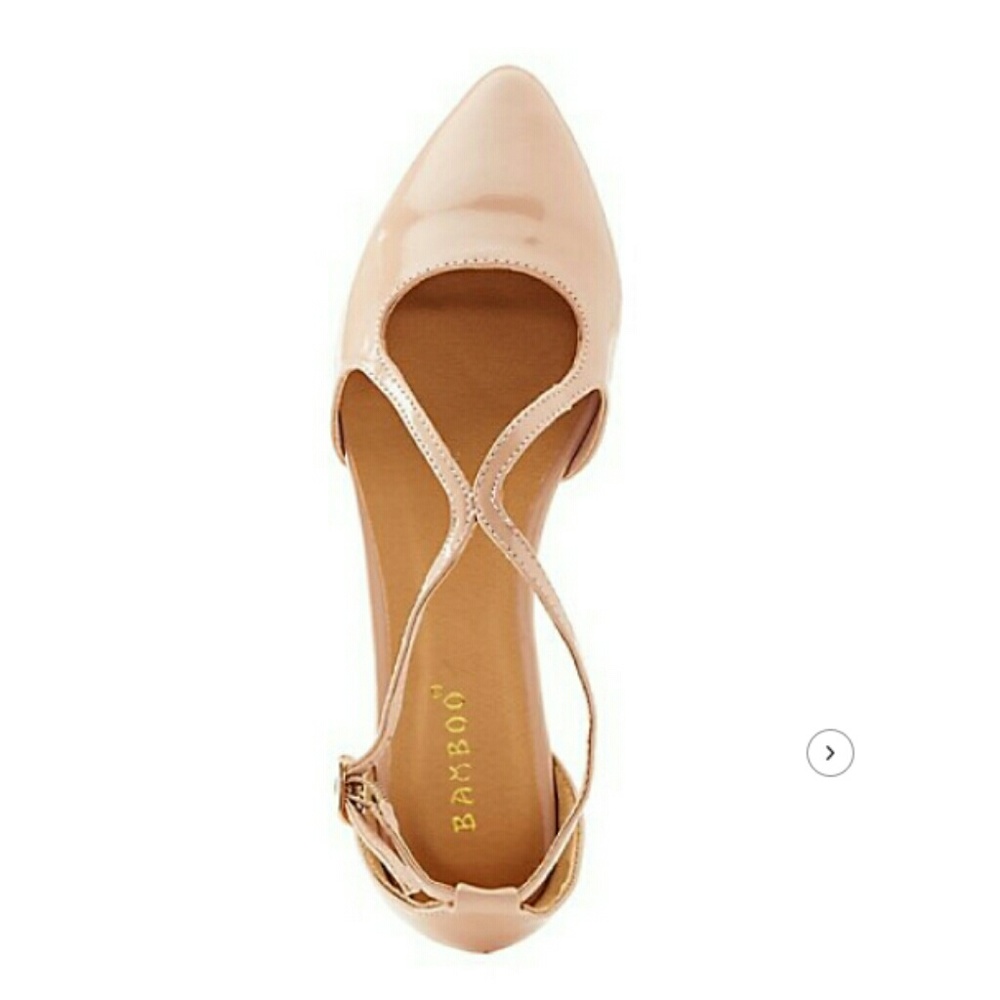 Bamboo Strappy Patent Pointed Toe D'Orsay Flats